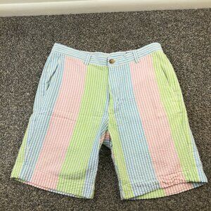 Vineyard Vines Shorts Kentucky Derby Seersucker 8" Pastel Striped Mens Size 32